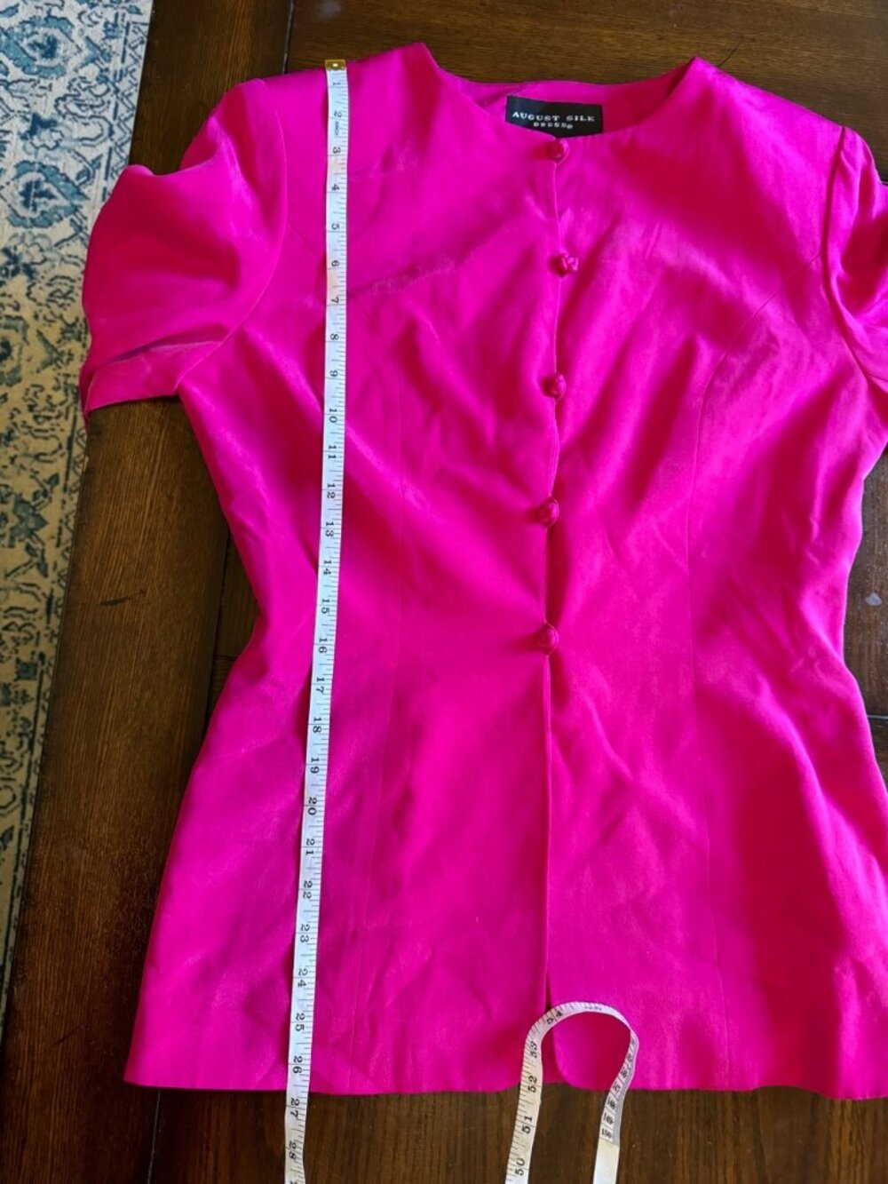 Vintage August Silk Sheath Dress Suit Set Fuchsia Pink Professional Office 8 - Picture 13 of 15